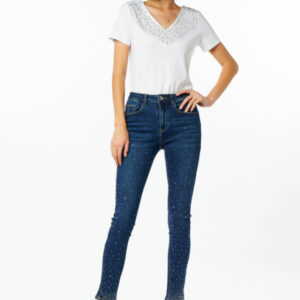 jeans push up cascata diamanti