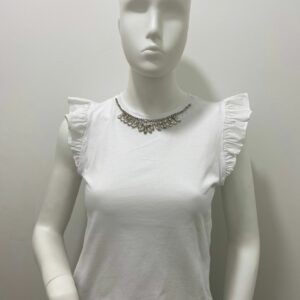 Top Fly Girl bianco con collana di strass