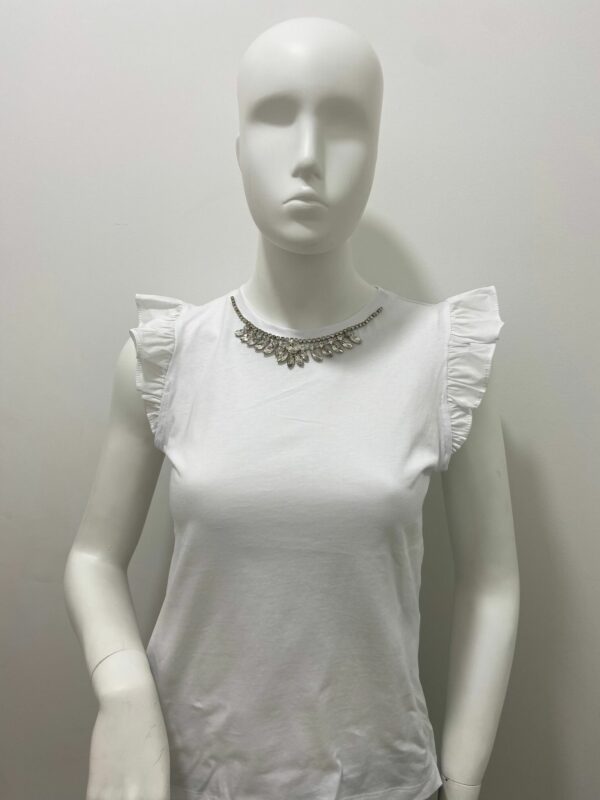 Top Fly Girl bianco con collana di strass